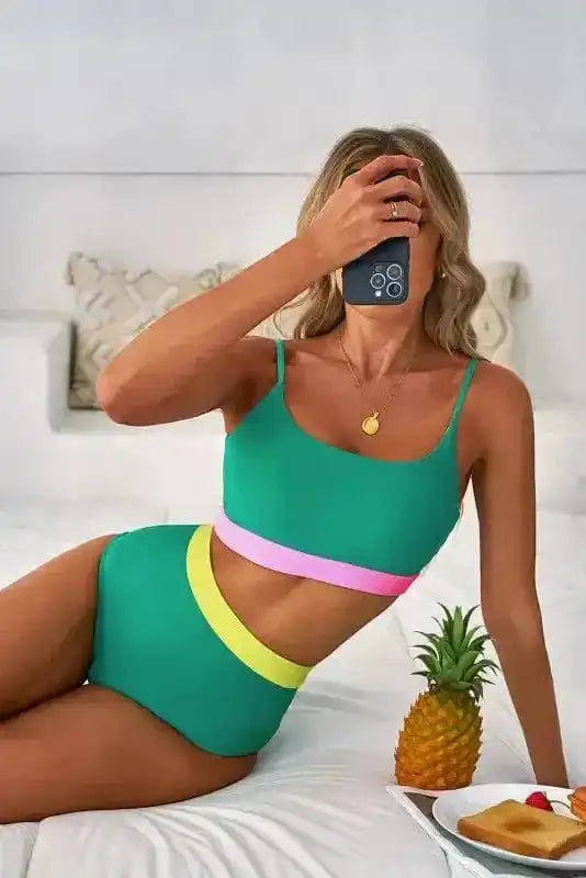 High Waisted Swimsuit Sea Green High Waist Bikini