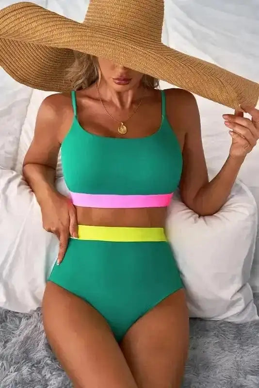 High Waisted Swimsuit Sea Green High Waist Bikini