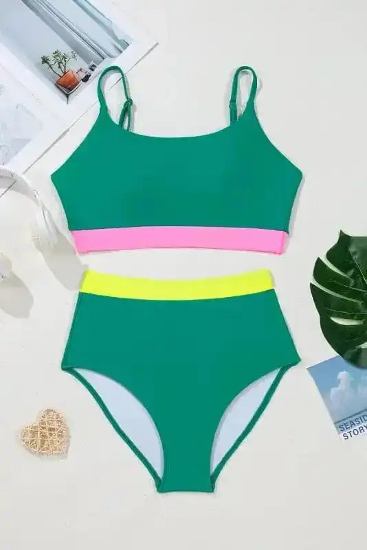 High Waisted Swimsuit Sea Green High Waist Bikini