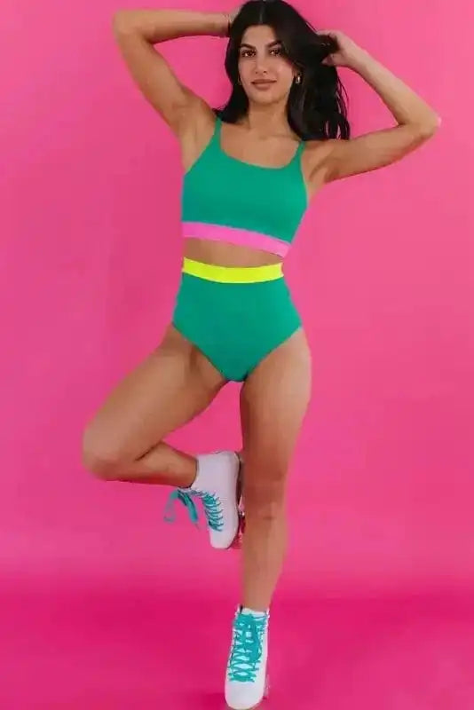 High Waisted Swimsuit Sea Green High Waist Bikini