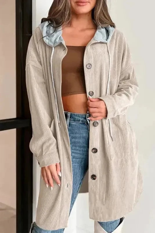 Hood Jackets Beige / S / 100%Polyester Layer Lover Oversized Shacket