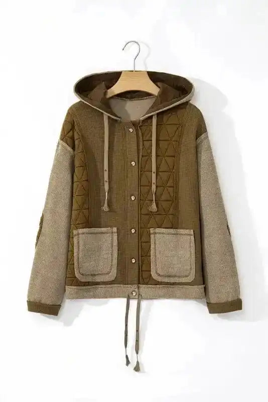 Hood Jackets Boho Quilted Hoodie Jacket