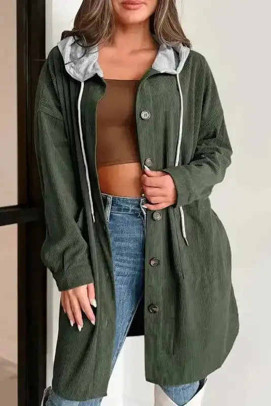 Hood Jackets Jungle Green / S / 100%Polyester Layer Lover Oversized Shacket