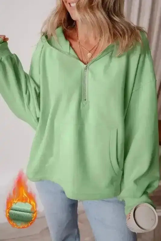 Hoodies Smoke Green / S / 50%Polyester+50%Cotton Cozy Kangaroo Pocket Fleece Hoodie