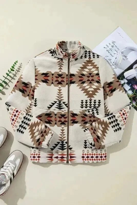 Jackets Beige / S / 100%Polyester Aztec Adventure Zip Jacket