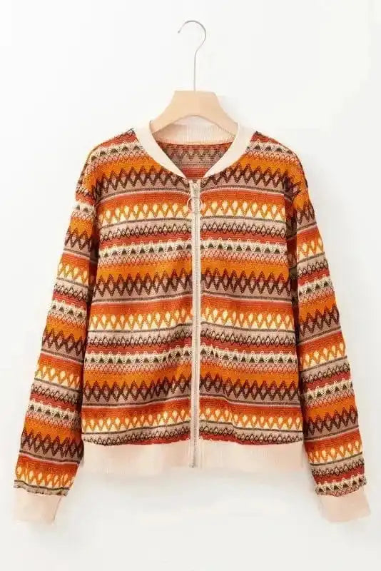 Jackets Boho Chic Stripe Zip Jacket