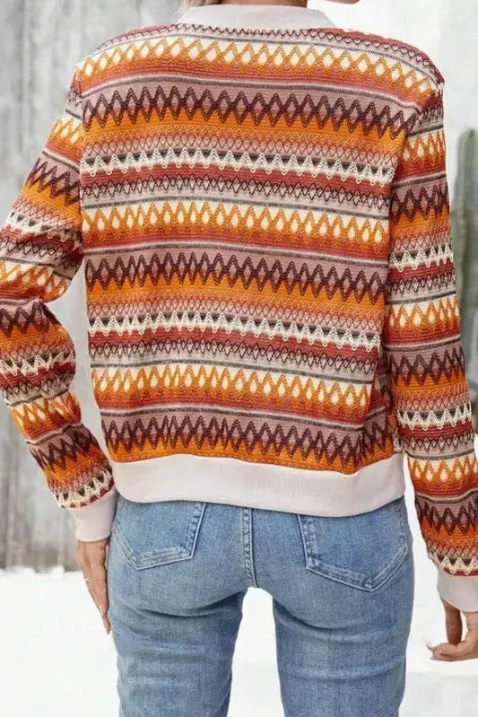Jackets Boho Chic Stripe Zip Jacket