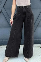 Jeans Dark Grey / 6 / 65%Cotton+33%Polyester+2%Elastane Slate Elegance Wide Leg Jeans