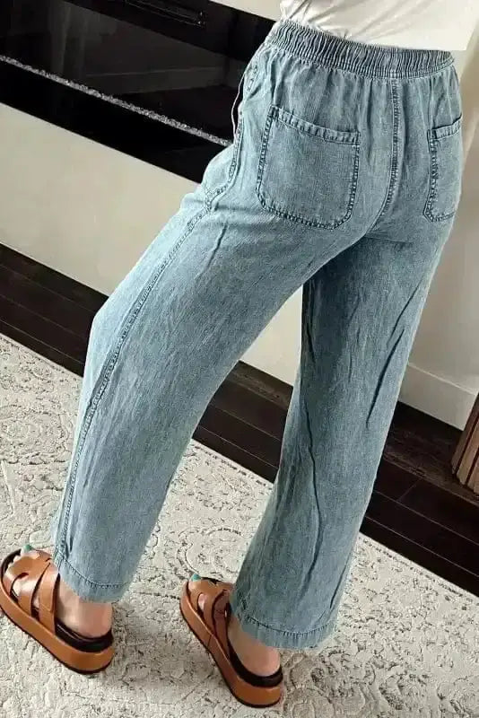 Loose straight leg denim jeans back view — Fashionfitz UK