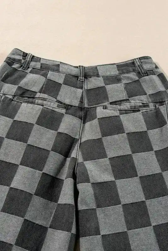 Jeans Urban Checkered Charcoal Denim – Wide Leg Jeans