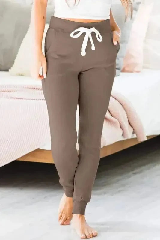 Joggers Dark Brown / S / 90%Polyester+10%Elastane Cocoa Comfort Drawstring Joggers