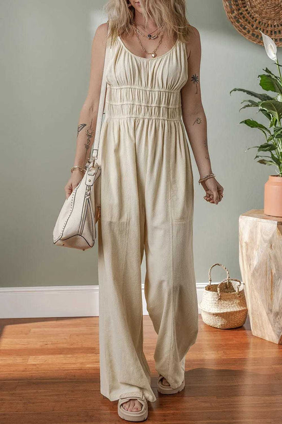 Jumpsuits Beige / S / 100%Cotton Minimal Luxe Linen Jumpsuit