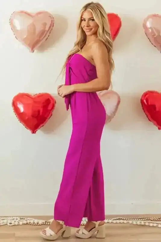 Jumpsuits Fuchsia Flair Strapless Jumpsuit