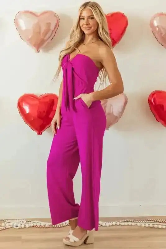 Jumpsuits Fuchsia Flair Strapless Jumpsuit