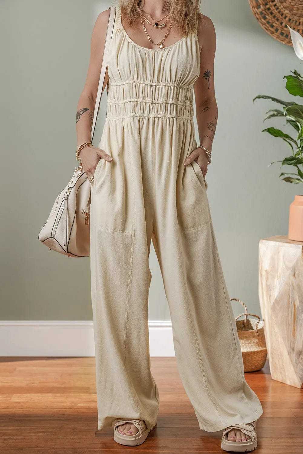 Jumpsuits Minimal Luxe Linen Jumpsuit