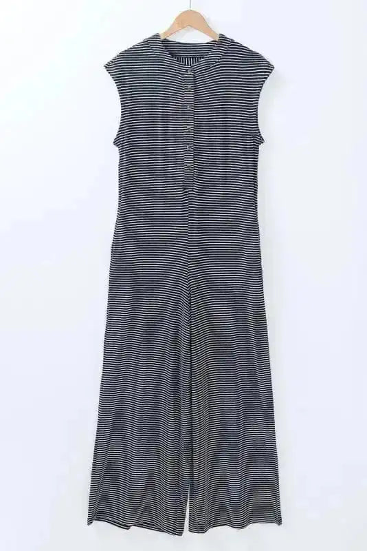 Jumpsuits Monochrome Stripes Wide-Leg Jumpsuit