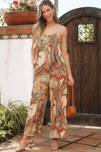Jumpsuits Red / S / 100%Polyester Paisley Grace Elegant Jumpsuit