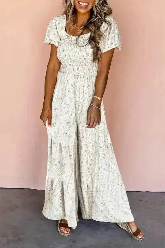 Jumpsuits White / S / 100%Polyester Blossom Breeze Boho Jumpsuit