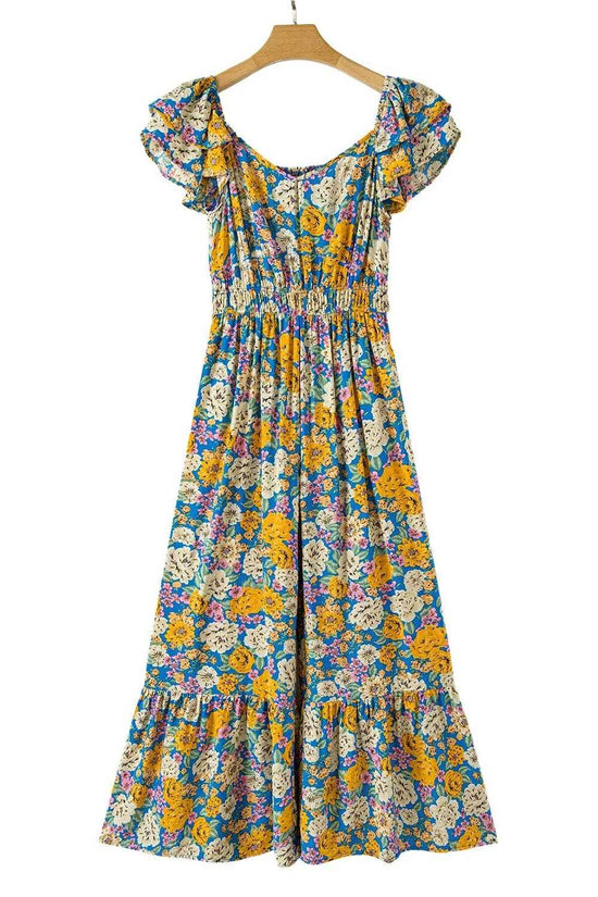 Jumpsuits Yellow Floral Elegant Jumpsuit