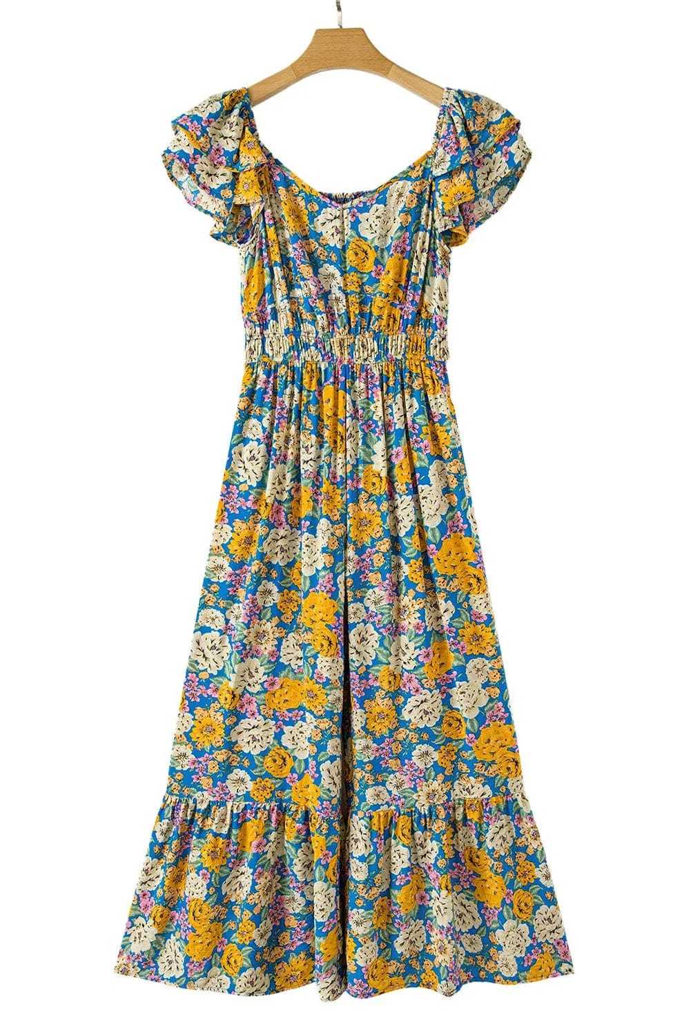 Jumpsuits Yellow Floral Elegant Jumpsuit