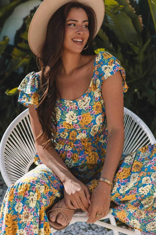 Jumpsuits Yellow Floral Elegant Jumpsuit