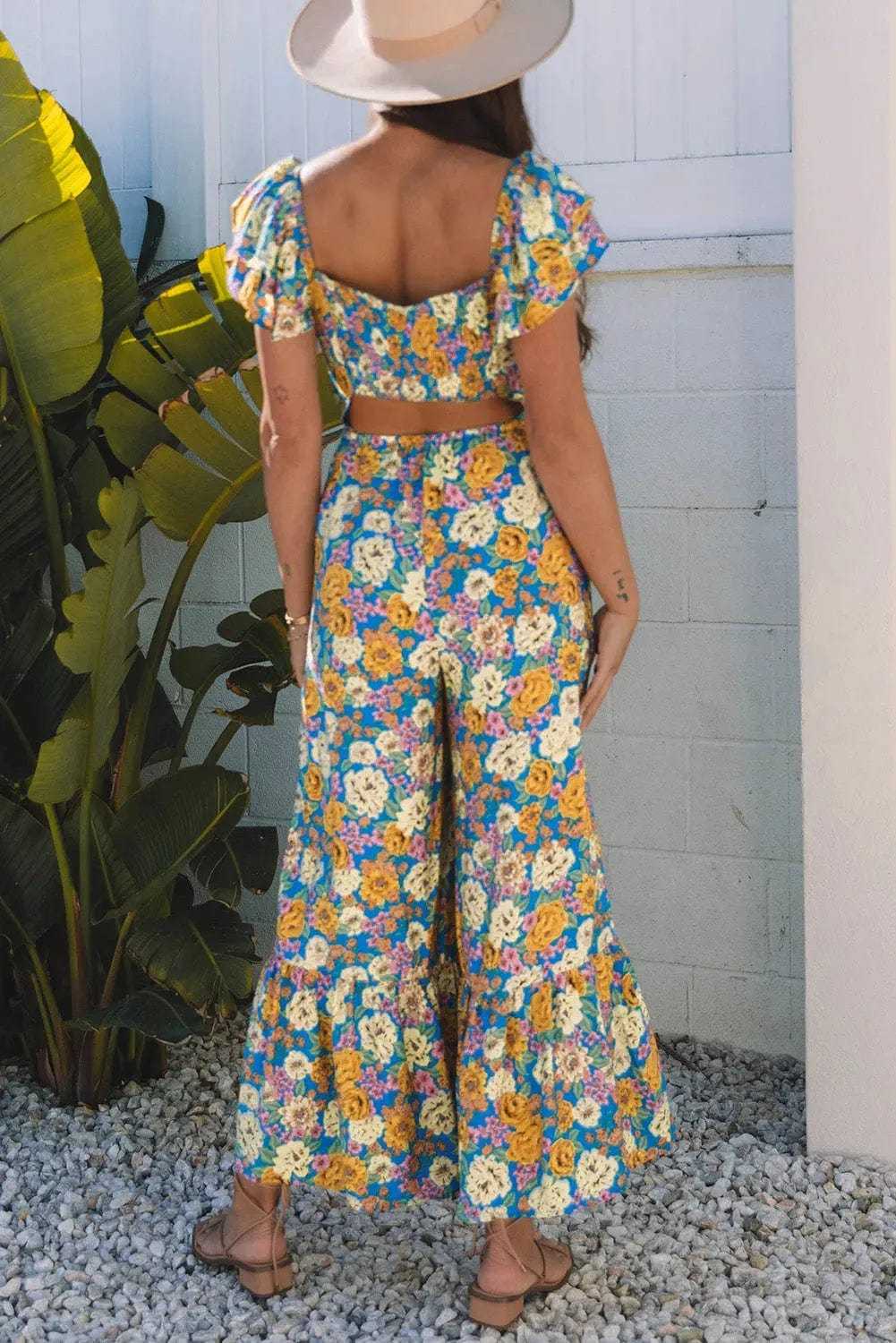 Jumpsuits Yellow Floral Elegant Jumpsuit