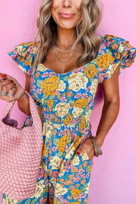 Jumpsuits Yellow Floral Elegant Jumpsuit