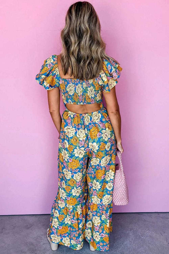 Jumpsuits Yellow Floral Elegant Jumpsuit