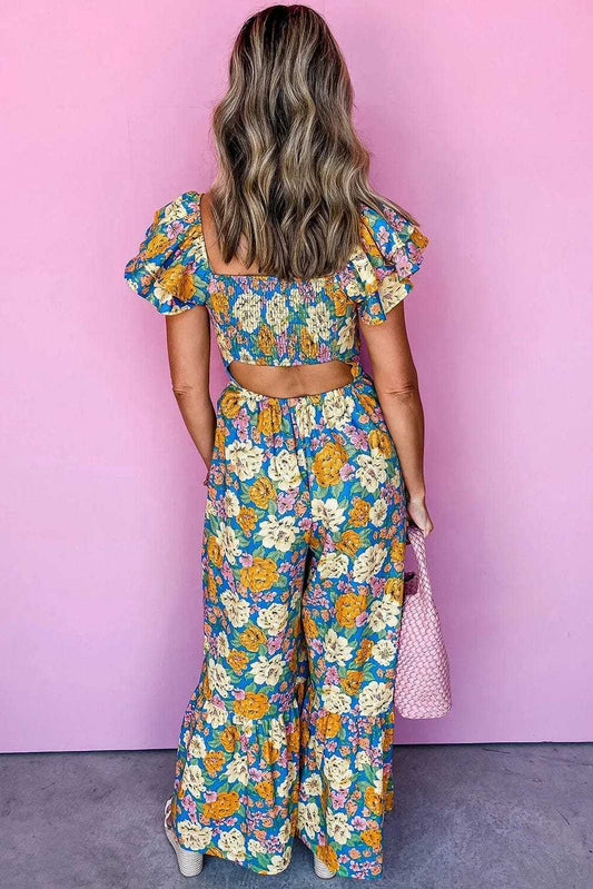 Jumpsuits Yellow Floral Elegant Jumpsuit