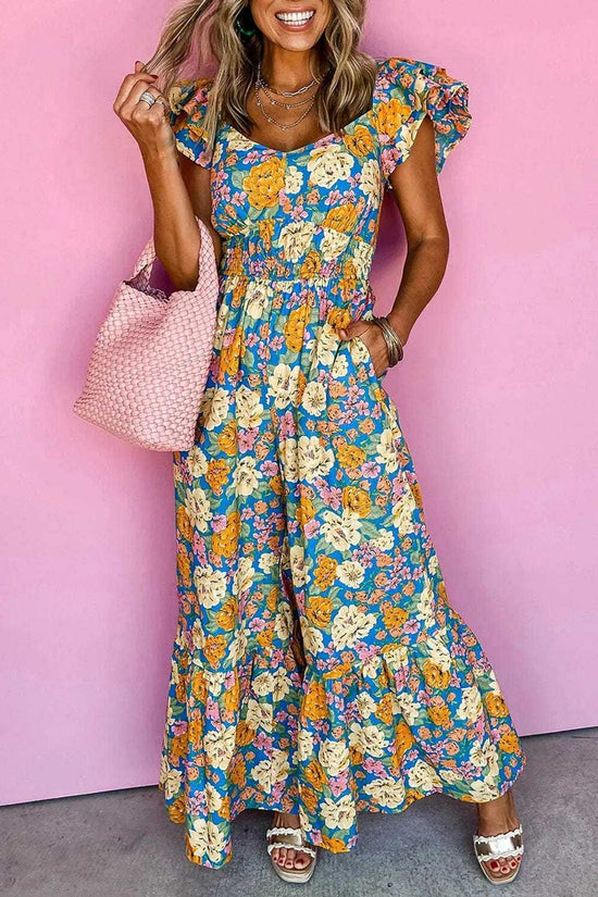 Jumpsuits Yellow Floral Elegant Jumpsuit
