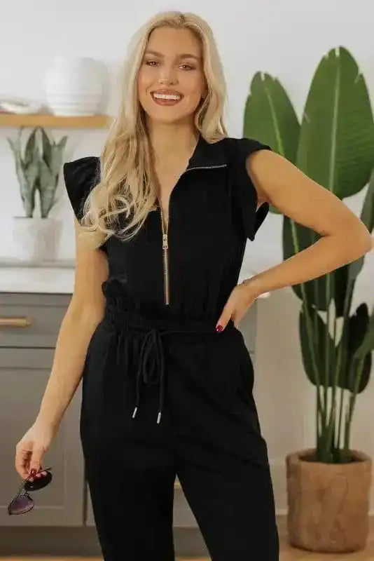 Jumpsuits Zipped Elegance Casual Jumpsuit
