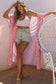 Kimonos Pink / ONE SIZE / 100%Polyester Boho Tie-Dye Open Front Kimono