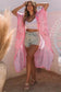 Kimonos Pink / ONE SIZE / 100%Polyester Boho Tie-Dye Open Front Kimono
