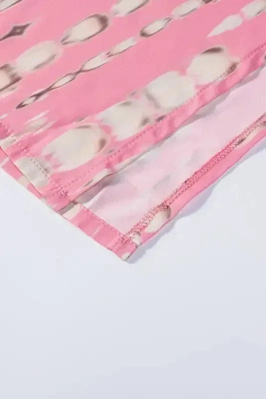Kimonos Pink / ONE SIZE / 100%Polyester Boho Tie-Dye Open Front Kimono