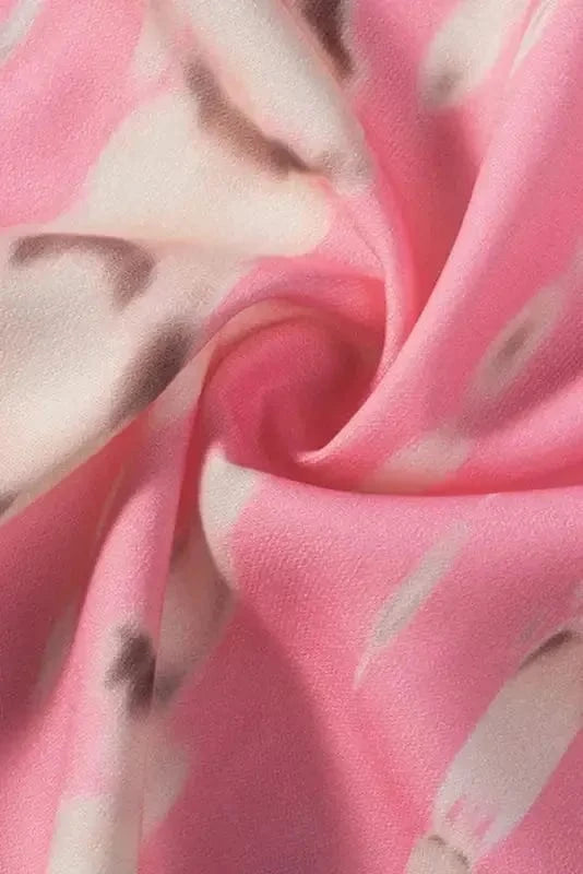 Kimonos Pink / ONE SIZE / 100%Polyester Boho Tie-Dye Open Front Kimono