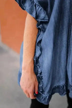 Kimonos Ruffled Elegance Chambray Kimono