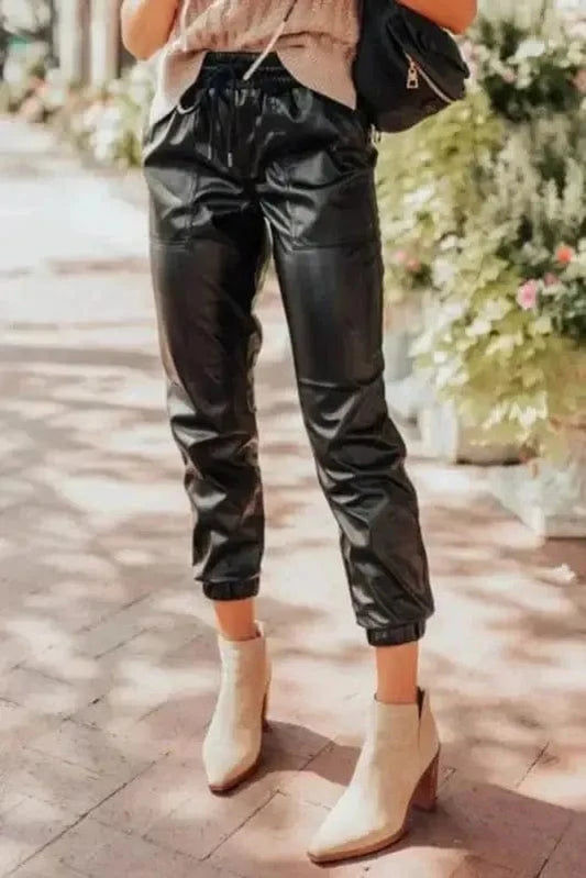 Leather Pants Black / S / 100%PU Posh Trotter Faux Leather Pants
