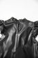 Leather Tops Black PU Leather Frilly Ruffle Trim Blouse | FashionFitz