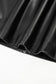 Leather Tops Black PU Leather Frilly Ruffle Trim Blouse | FashionFitz