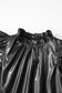 Leather Tops Black PU Leather Frilly Ruffle Trim Blouse | FashionFitz