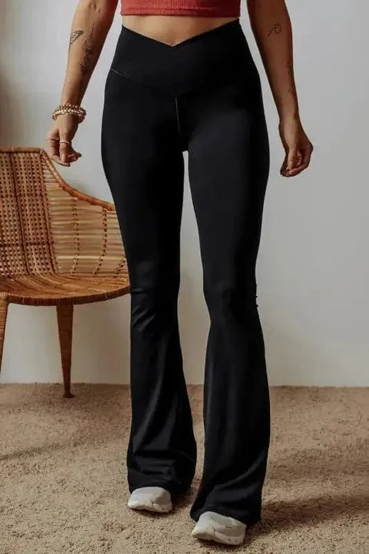 Leggings Black / S / 75%Polyamide+25%Elastane V-Curve Black Flared Leggings