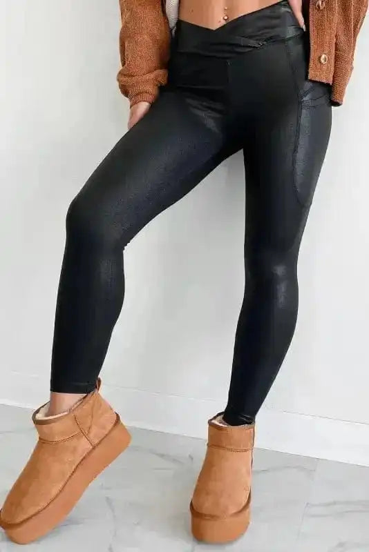 Leggings Black / S / 85%Polyester+15%Elastane V-Flex High-Waist Leggings with Pockets