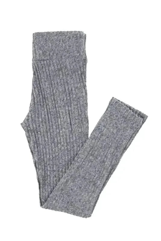 Leggings Wide Waistband Ribbed Textured Knit Leggings