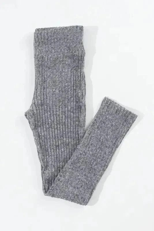 Leggings Wide Waistband Ribbed Textured Knit Leggings