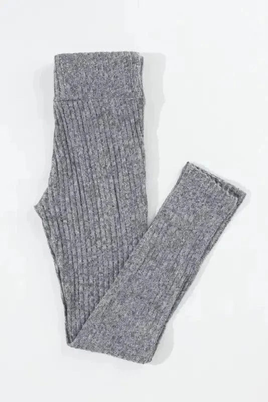 Leggings Wide Waistband Ribbed Textured Knit Leggings