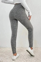 Leggings Wide Waistband Ribbed Textured Knit Leggings