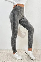 Leggings Wide Waistband Ribbed Textured Knit Leggings