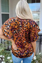 Leopard Blouses Leopard Draped Blouse - Short Sleeve