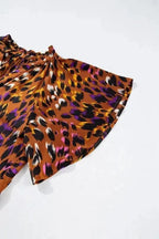 Leopard Blouses Leopard Draped Blouse - Short Sleeve