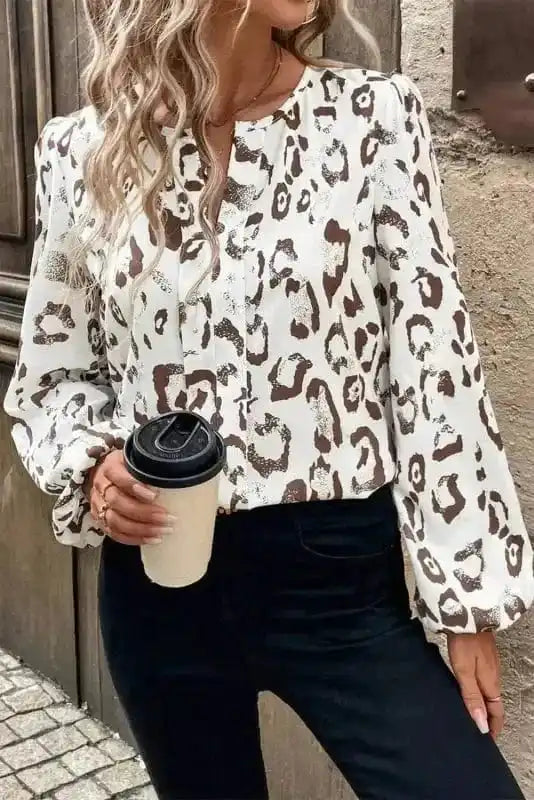 Leopard Blouses Leopard Luxe Balloon Sleeve Blouse
